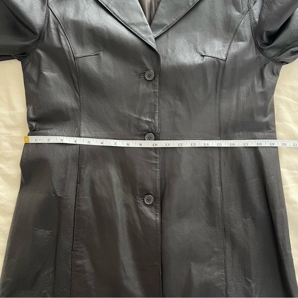 NWT Black Leather Trench Coat - Picture 15 of 16